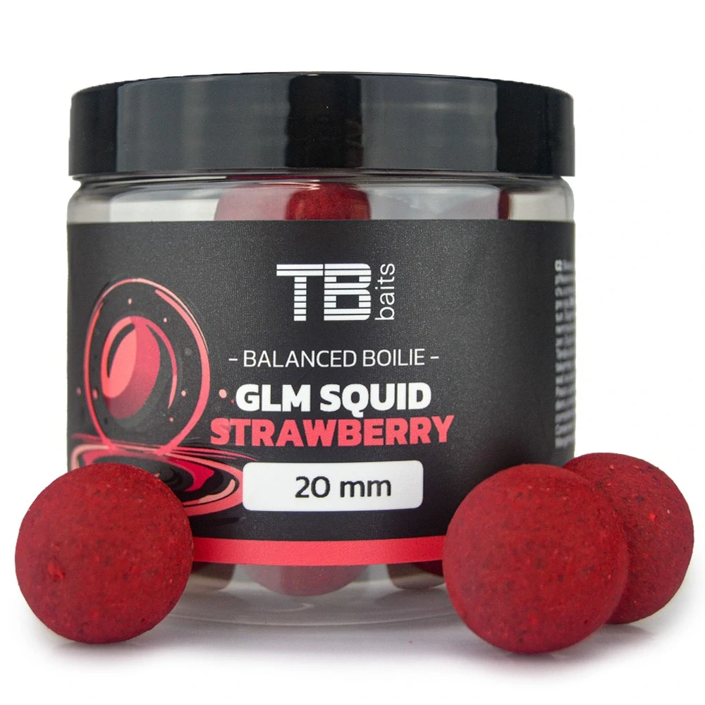 TB Baits Vyvážené Boilie Balanced + Atraktor GLM Squid Strawberry 100g
