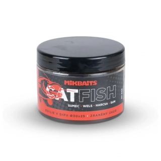 Mikbaits Catfish Boilie v dipu Zraněný úhoř 30x25mm 500ml