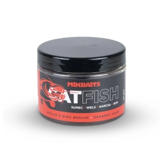 Mikbaits Catfish Boilie v dipu Zraněný úhoř 50x30mm 500ml